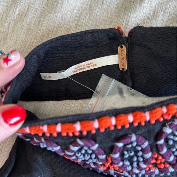 NWT Free People Boho Hippie Black Halter, Tie Back, Embroidered Beaded Crop Top - Picture 12 of 14